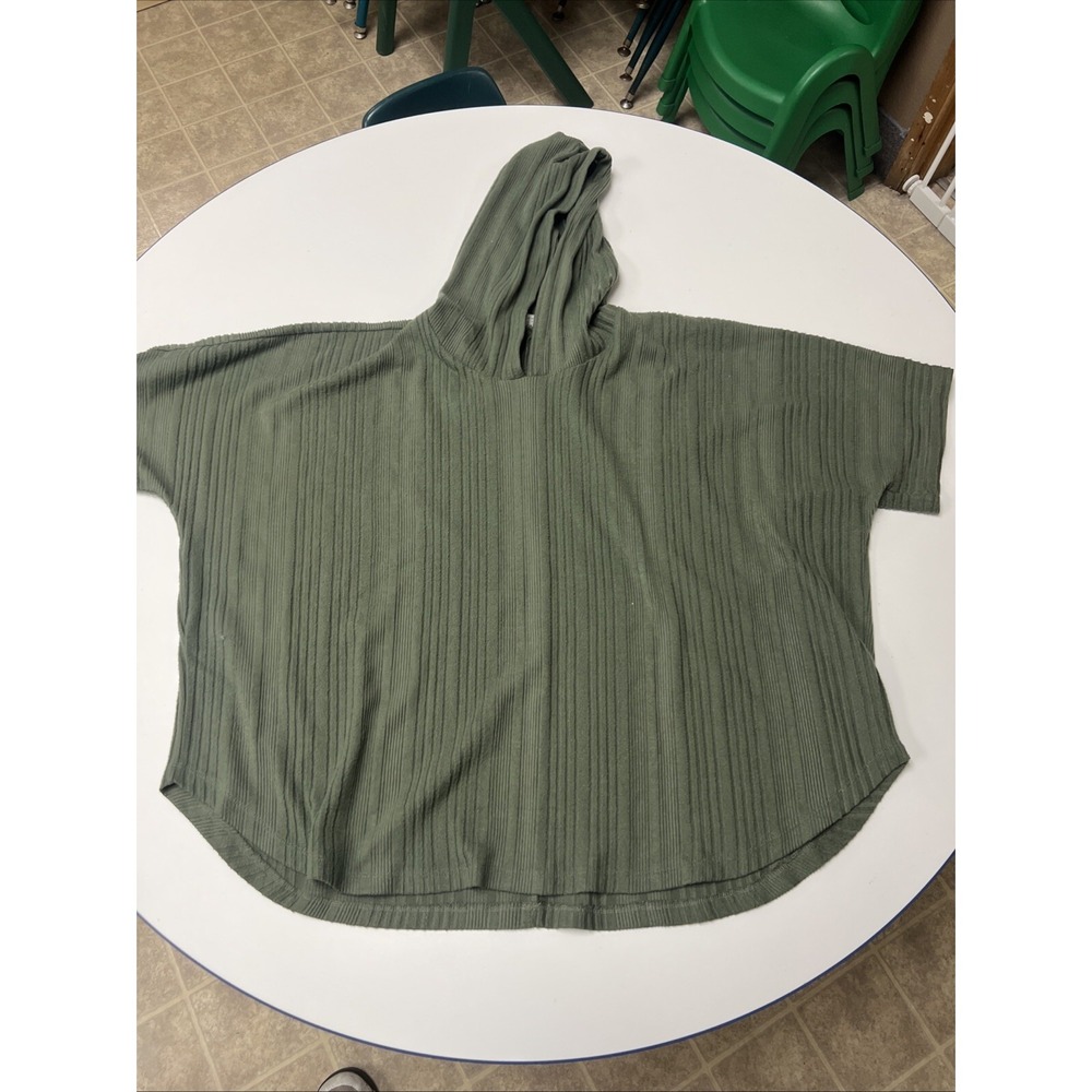Lane‎ Bryant Women's Green Hooded Poncho Sweater 14/16  Batwing Casual